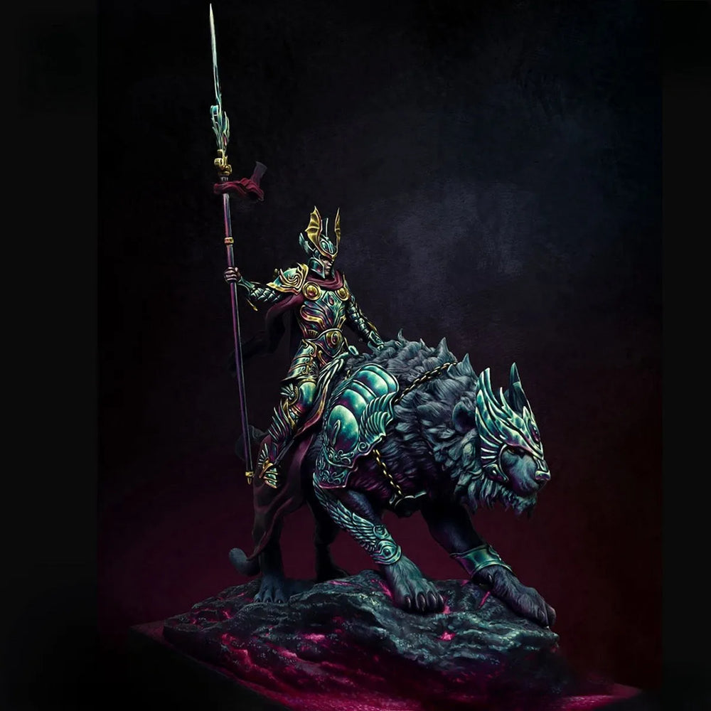 1/24 Warrior & Beast, 2 Figures, Resin Model Figure Kit, Fantasy Theme, Unassembled and Unpainted