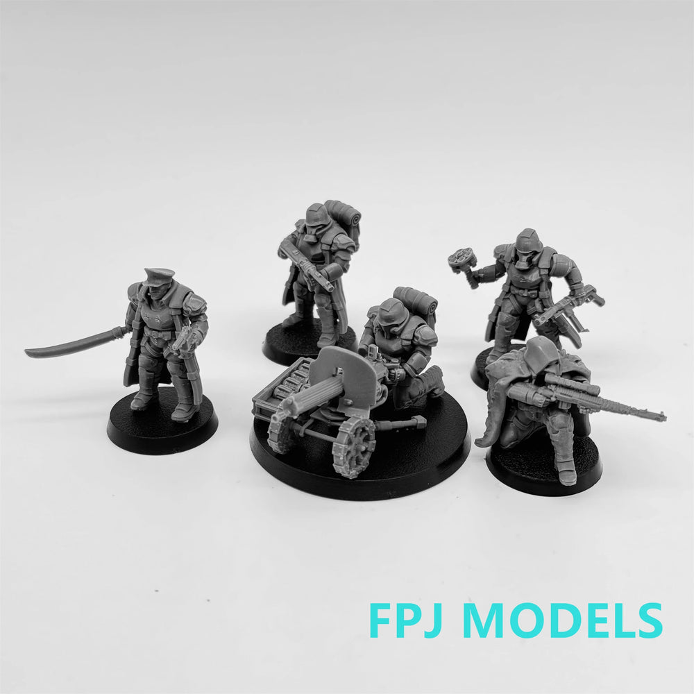 28mm Grim Guard Delta Squad, 5 Figures, Resin Model Figure Kit, Fantasy Theme, Unassembled and Unpainted