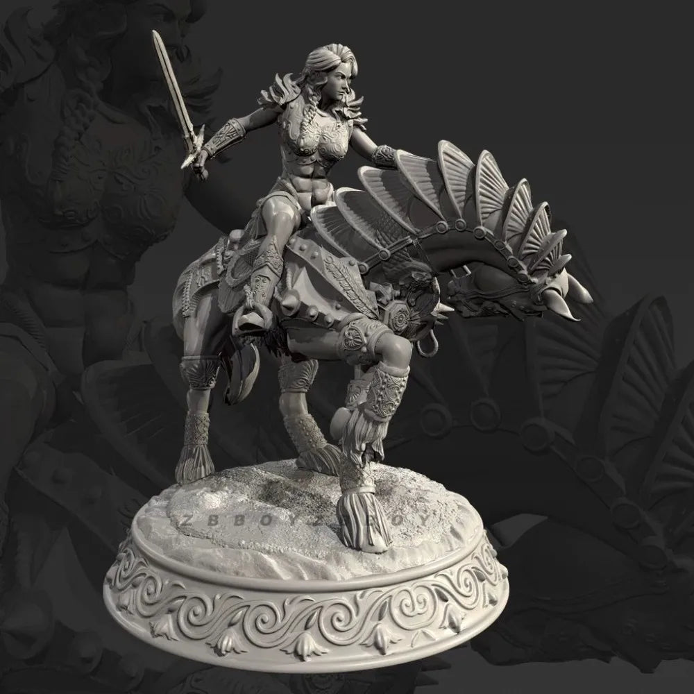 75mm Female Cavalry Warriors, 4 Figures, Resin Model Figure Kit, Fantasy Theme, Unassembled and Unpainted