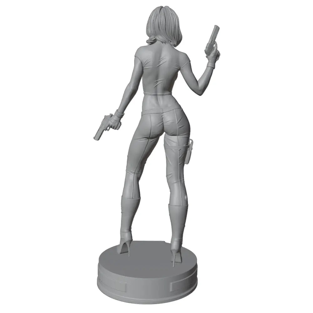 1/24 Tactical Sci-Fi Soldier with Asymmetrical Hair and Blasters, Resin Model Figure Kit, Sci-Fi Theme, Unassembled and Unpainted