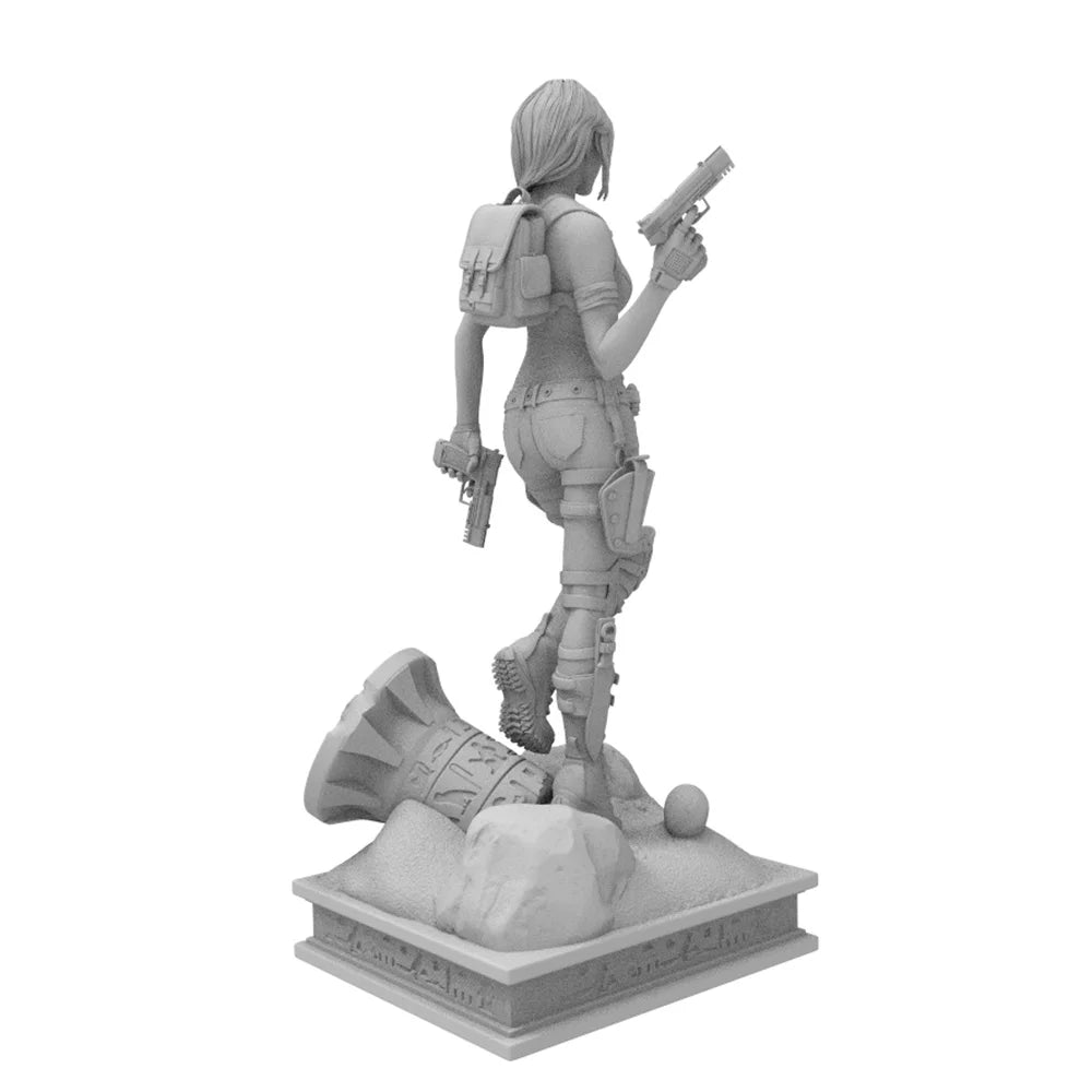 75mm Modern Female Adventurer with Pistol and Machete, Resin Model Figure Kit, Unassembled and Unpainted