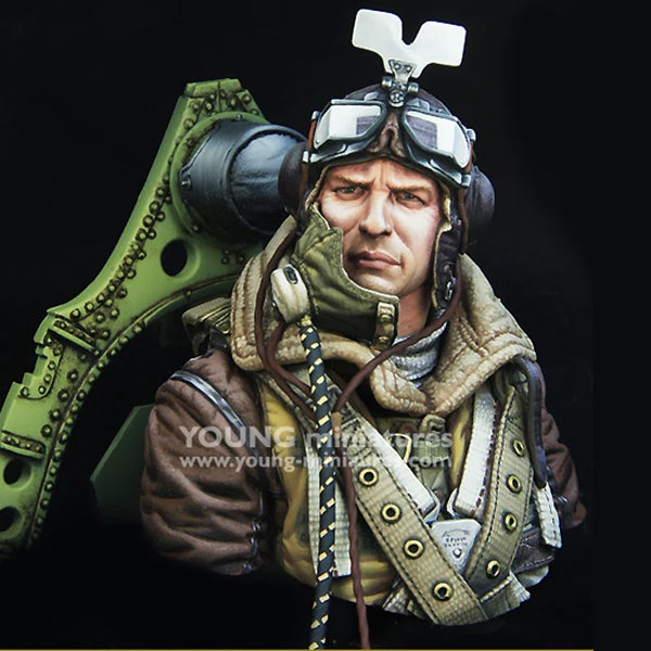 1/10 WWII RAF Spitfire Pilot, Resin Model Bust Kit, Unassembled and Unpainted
