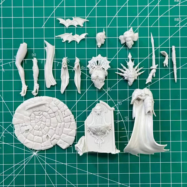 75mm Vampire Countess with Interchangeable Heads, Resin Model Figure Kit, Fantasy Theme, Unassembled and Unpainted