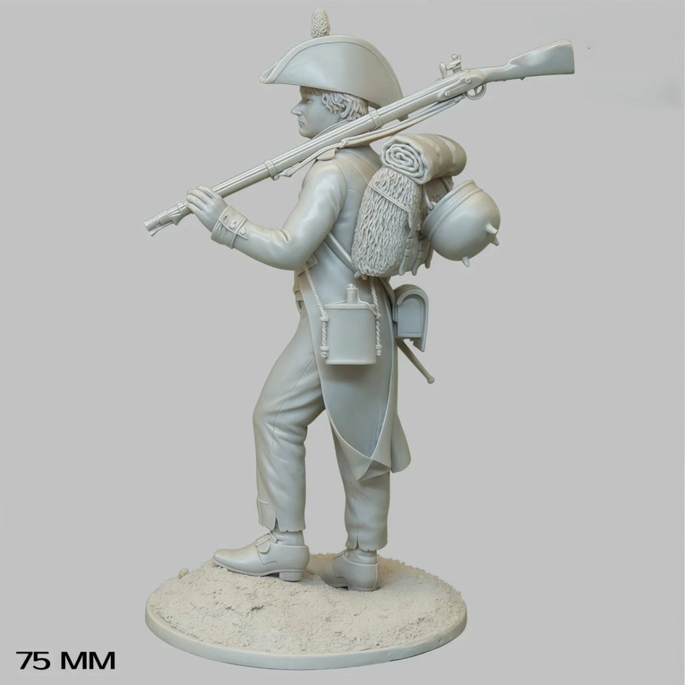 75mm Napoleonic 17th Century French Musketman, Resin Model Figure Kit, Unassembled and Unpainted