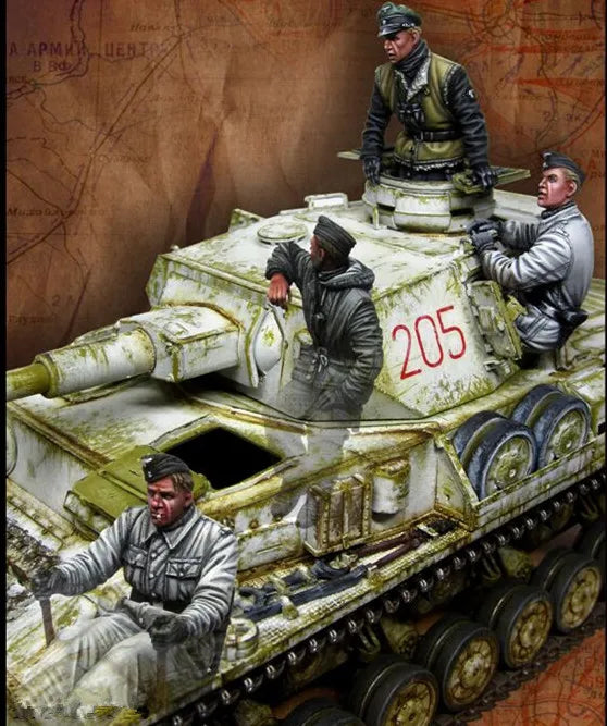 1/35 WWII Soviet T-34, 6 Figures, Resin Model Diorama Kit, Unassembled and Unpainted