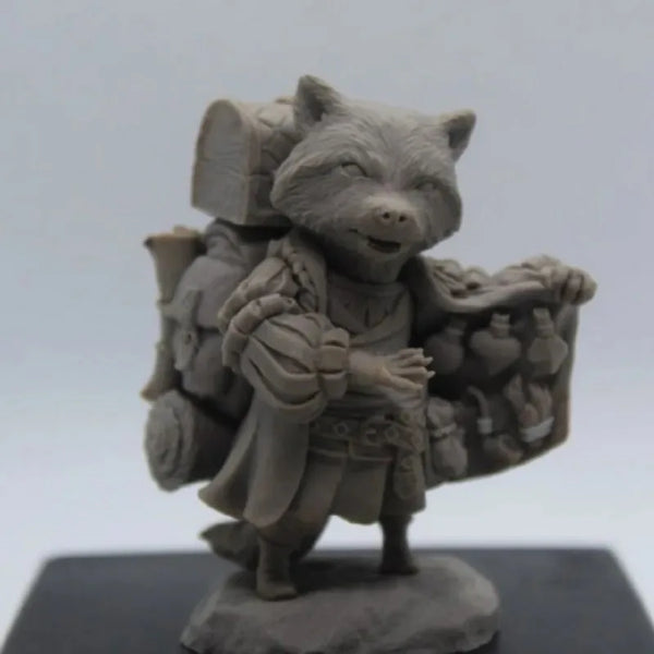 70mm Medieval Fantasy Raccoon Knight, Resin Model Figure Kit, Unassembled and Unpainted