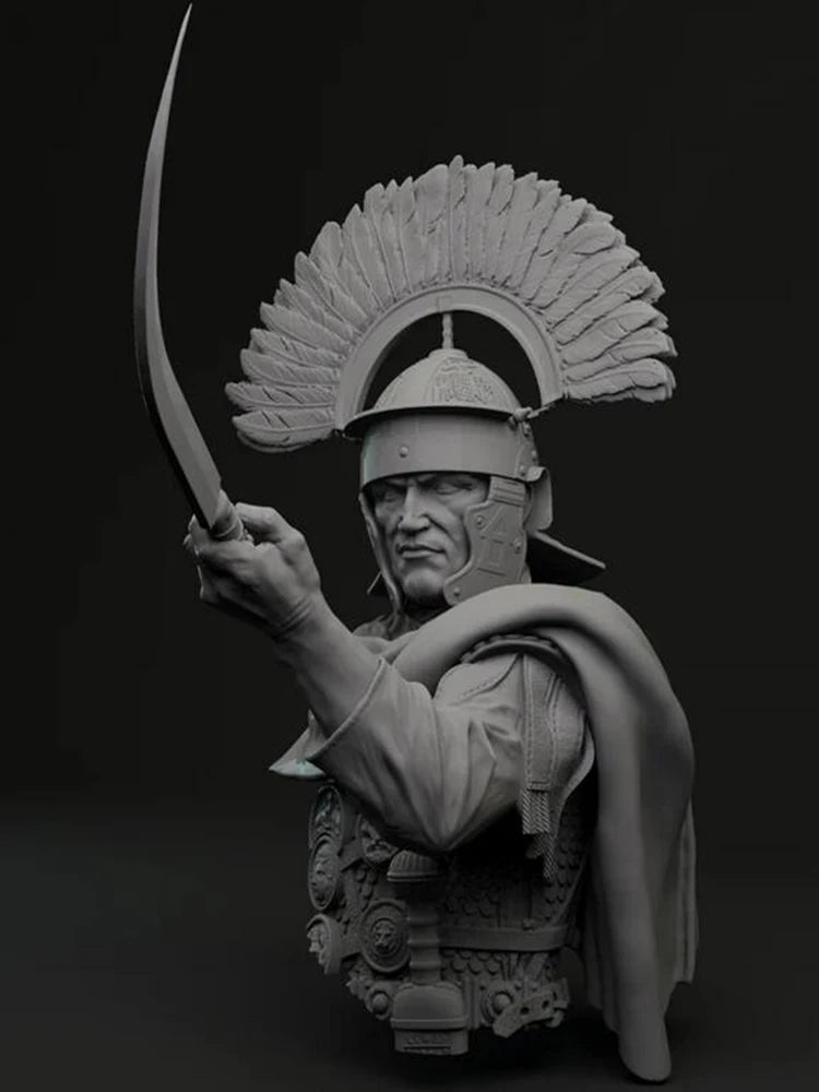 1/10 Ancient Roman Officer in Plumed Helmet, Resin Model Bust Kit, Unassembled and Unpainted