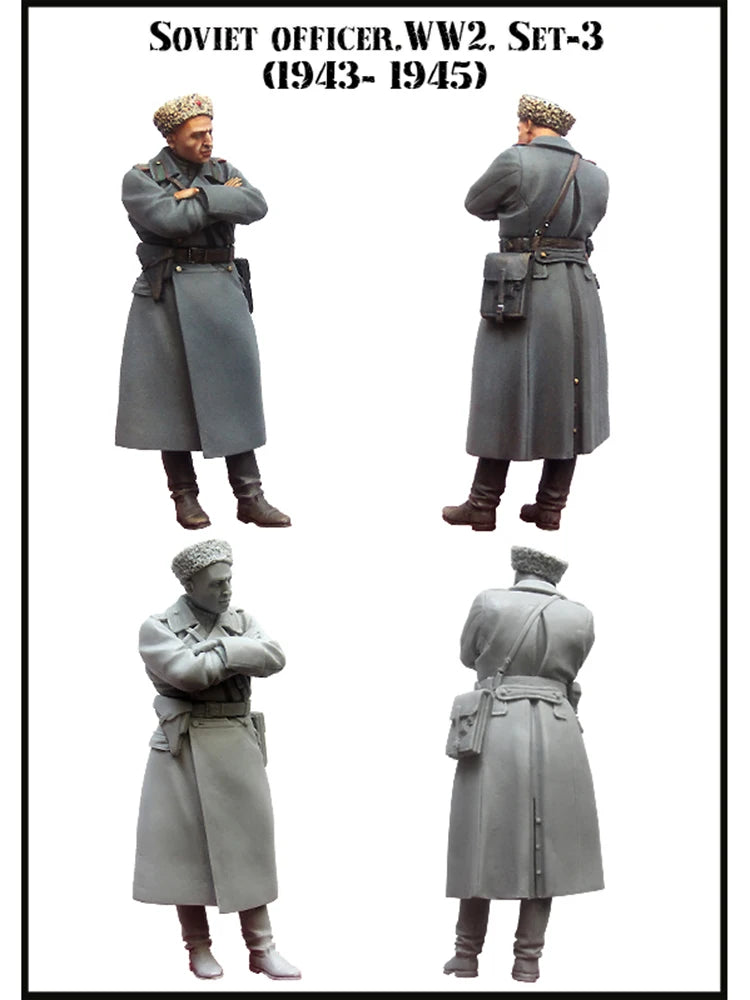 1/35 WWII Soviet Officers in Greatcoats, 4 Figures, Resin Model Figure Kit, Unassembled and Unpainted