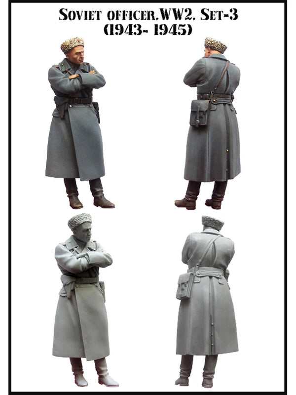 1/35 WWII Soviet Officers in Greatcoats, 4 Figures, Resin Model Figure Kit, Unassembled and Unpainted