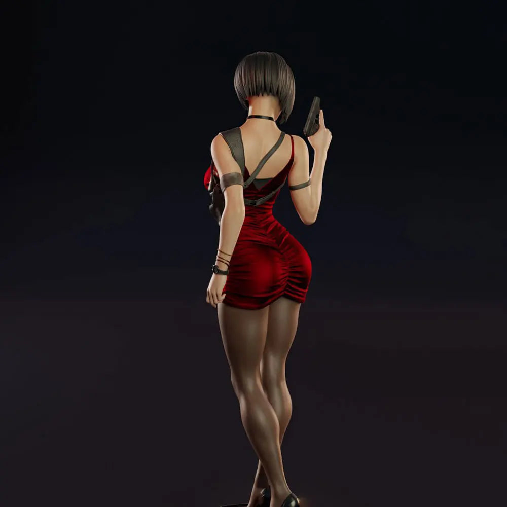 1/24 Female in Form-Fitting Dress with Arms Raised, Resin Model Figure Kit, Unassembled and Unpainted