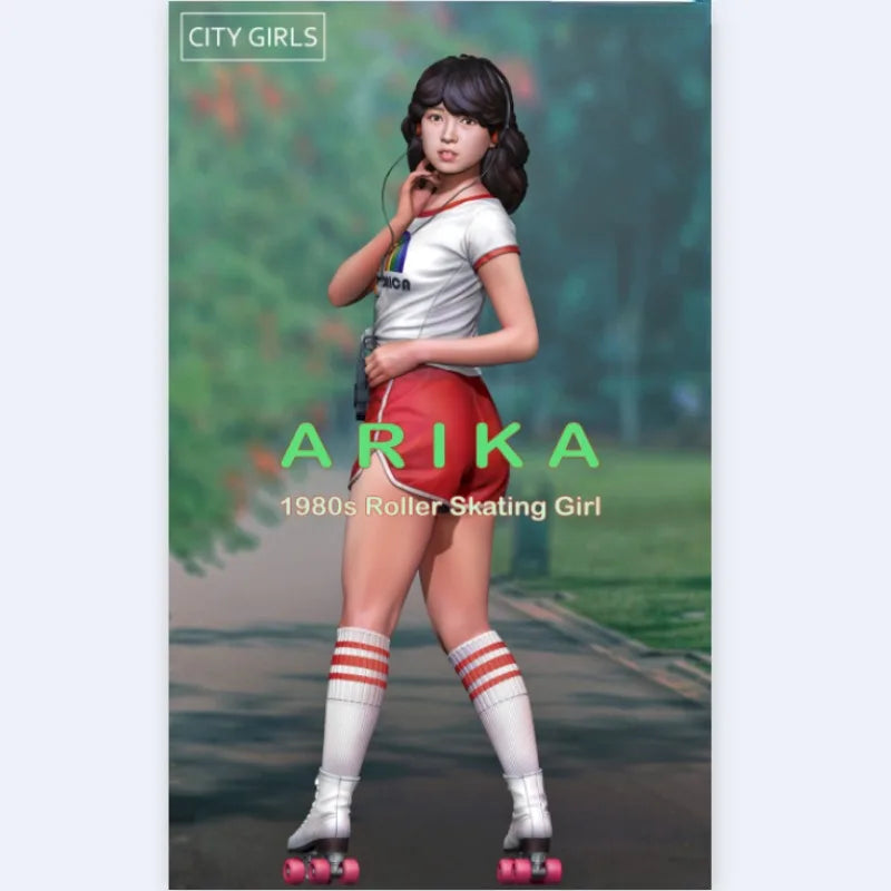 1/24 Modern 1980s Roller Skating Girl Arika, Resin Model Figure Kit, Unassembled and Unpainted