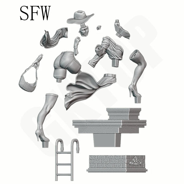 1/24 Female Treasure Hunter, Resin Model Figure Kit, Unassembled and Unpainted