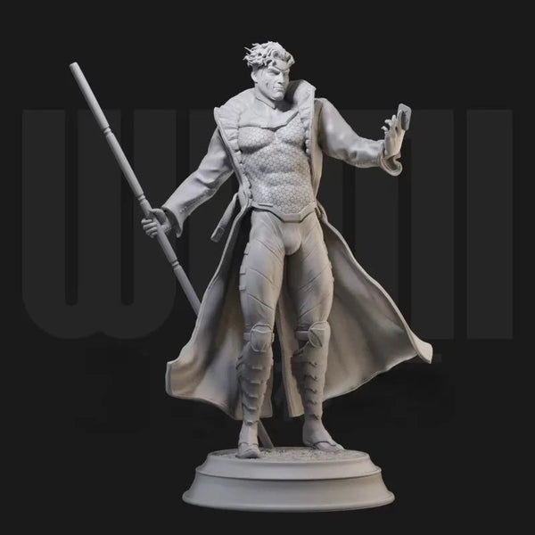 1/24 Spear Warrior in Flowing Cloak, Resin Model Figure Kit, Fantasy Theme, Unassembled and Unpainted