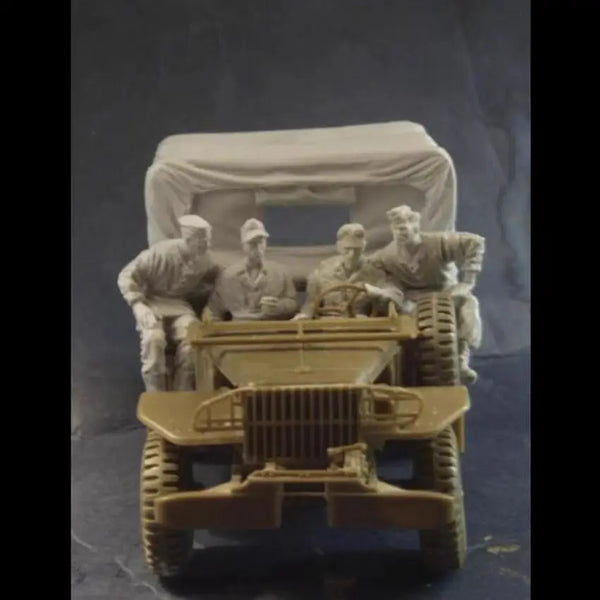 1/35 WWII Allied Jeep Infantry, 5 Figures, Resin Model Vehicle Kit, Unassembled and Unpainted