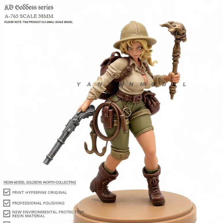35mm Female Adventurer, Resin Model Figure Kit, Fantasy Theme, Unassembled and Unpainted