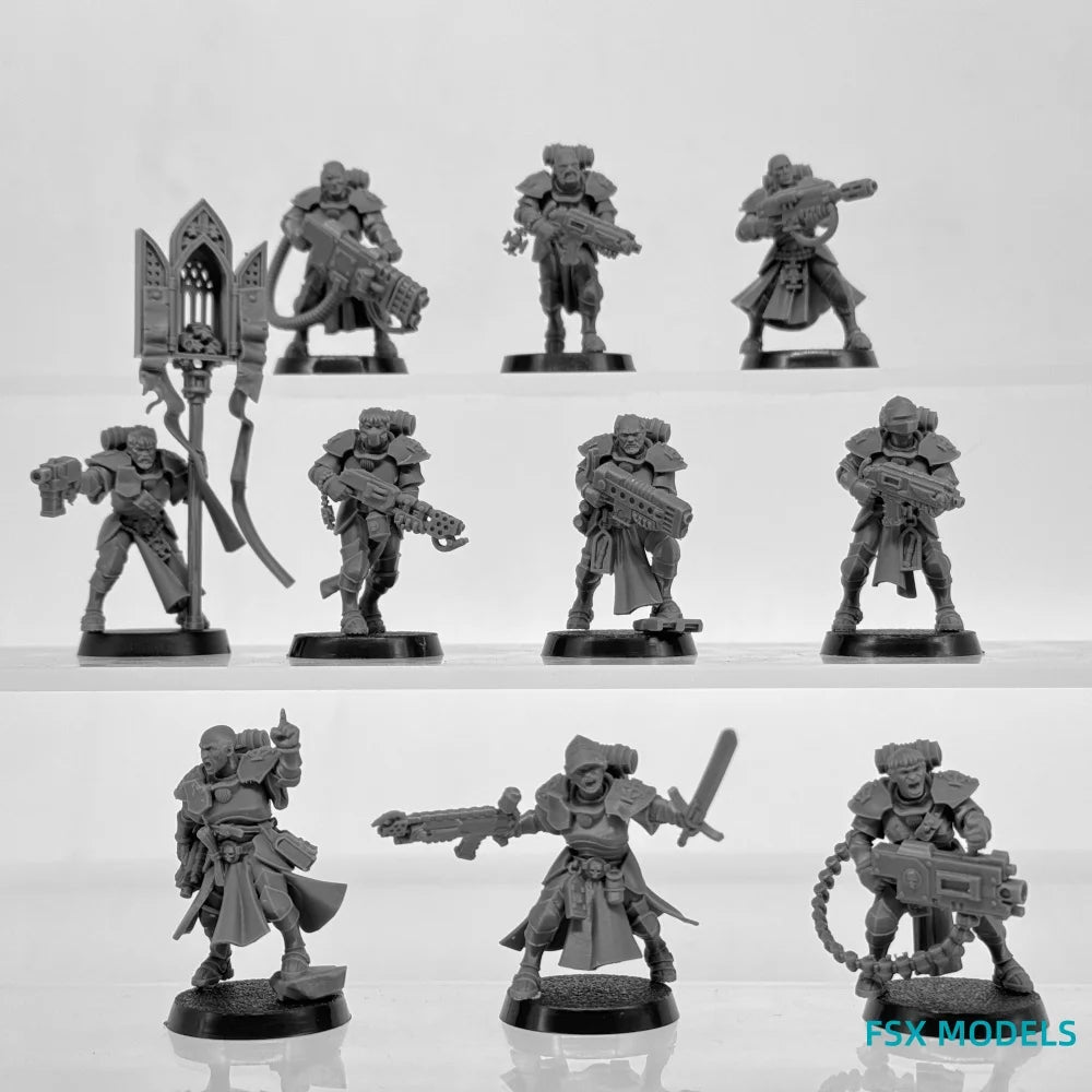 Heavy Infantry Squad, 38 Figures, Resin Model Figure Kit, Sci-Fi Theme, Unassembled and Unpainted