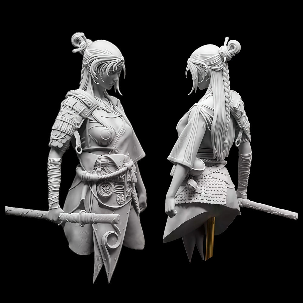 115mm Female Warrior, Resin Model Figure Kit, Fantasy Theme, Unassembled and Unpainted