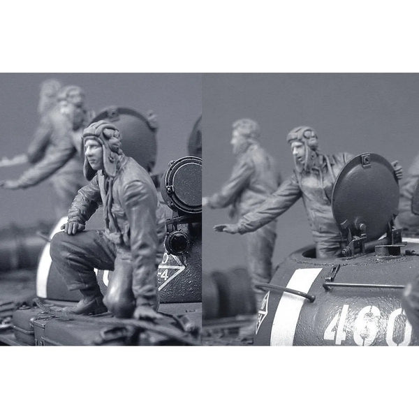 1/35 WWII Soviet Tank Crew with Standing Commander, 2 Figures, Resin Model Figure Kit, Unassembled and Unpainted