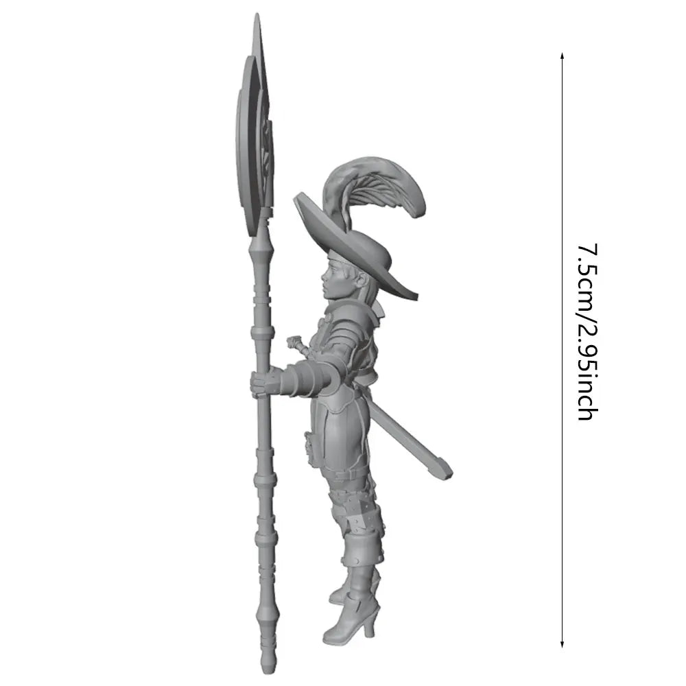 1/35 Female Warrior with Feathered Helm and Battle Axe, Resin Model Figure Kit, Fantasy Theme, Unassembled and Unpainted