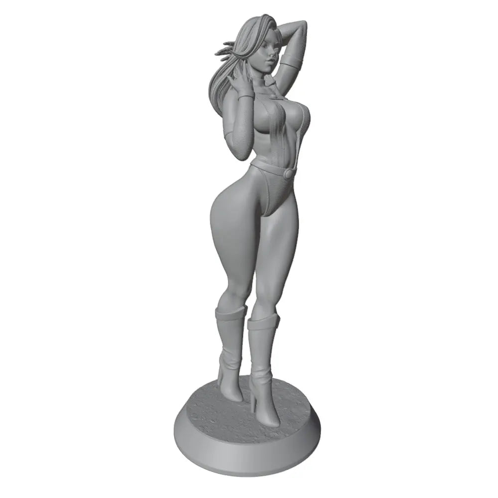 1/24 Redhead Pin-Up in Blue Bodysuit, Resin Model Figure Kit, Unassembled and Unpainted
