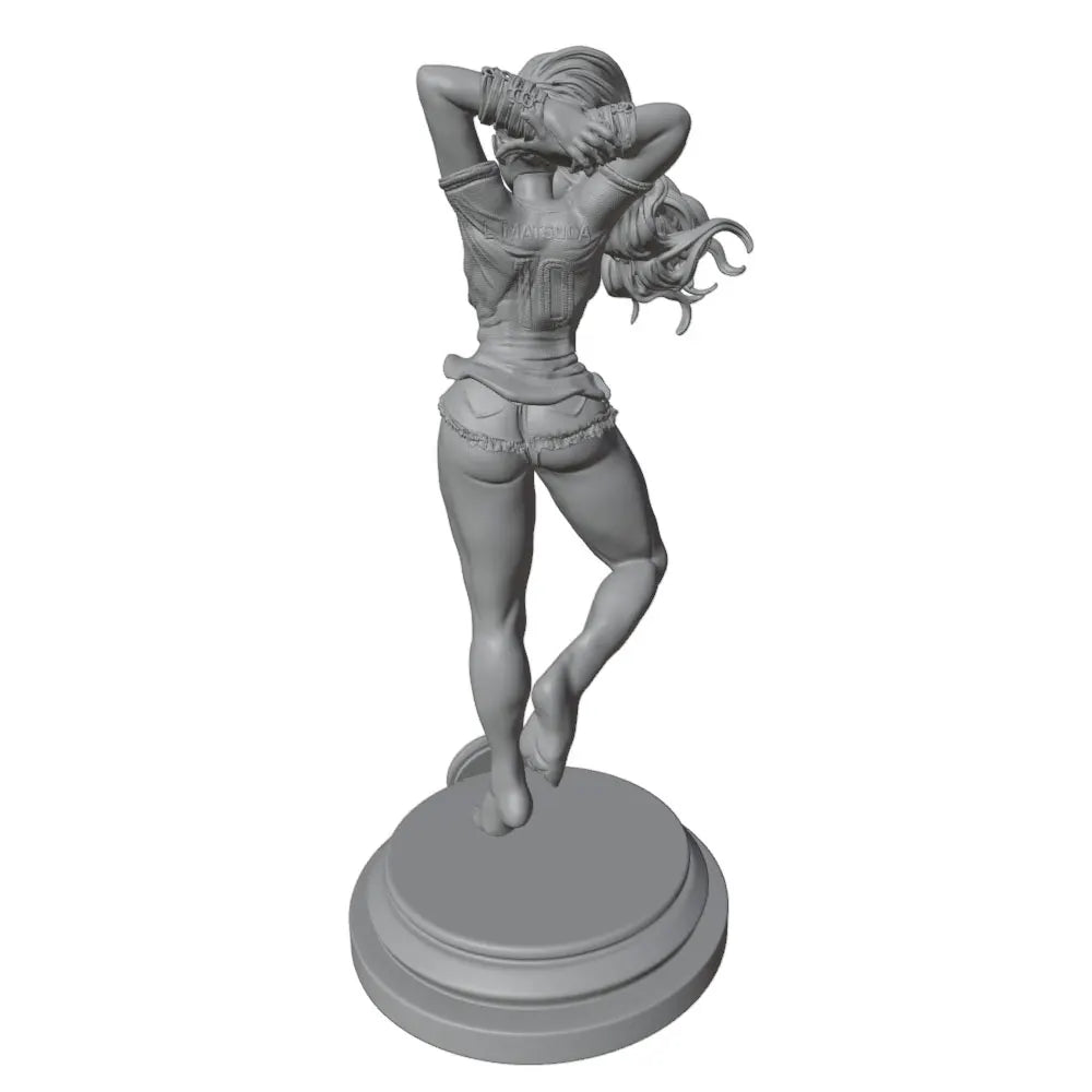 1/24 Wavy-Haired Pin-Up with Raised Leg, Resin Model Figure Kit, Unassembled and Unpainted