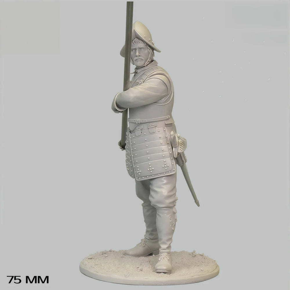 75mm 17th Century European Pikeman, Resin Model Figure Kit, Military Theme, Unassembled and Unpainted
