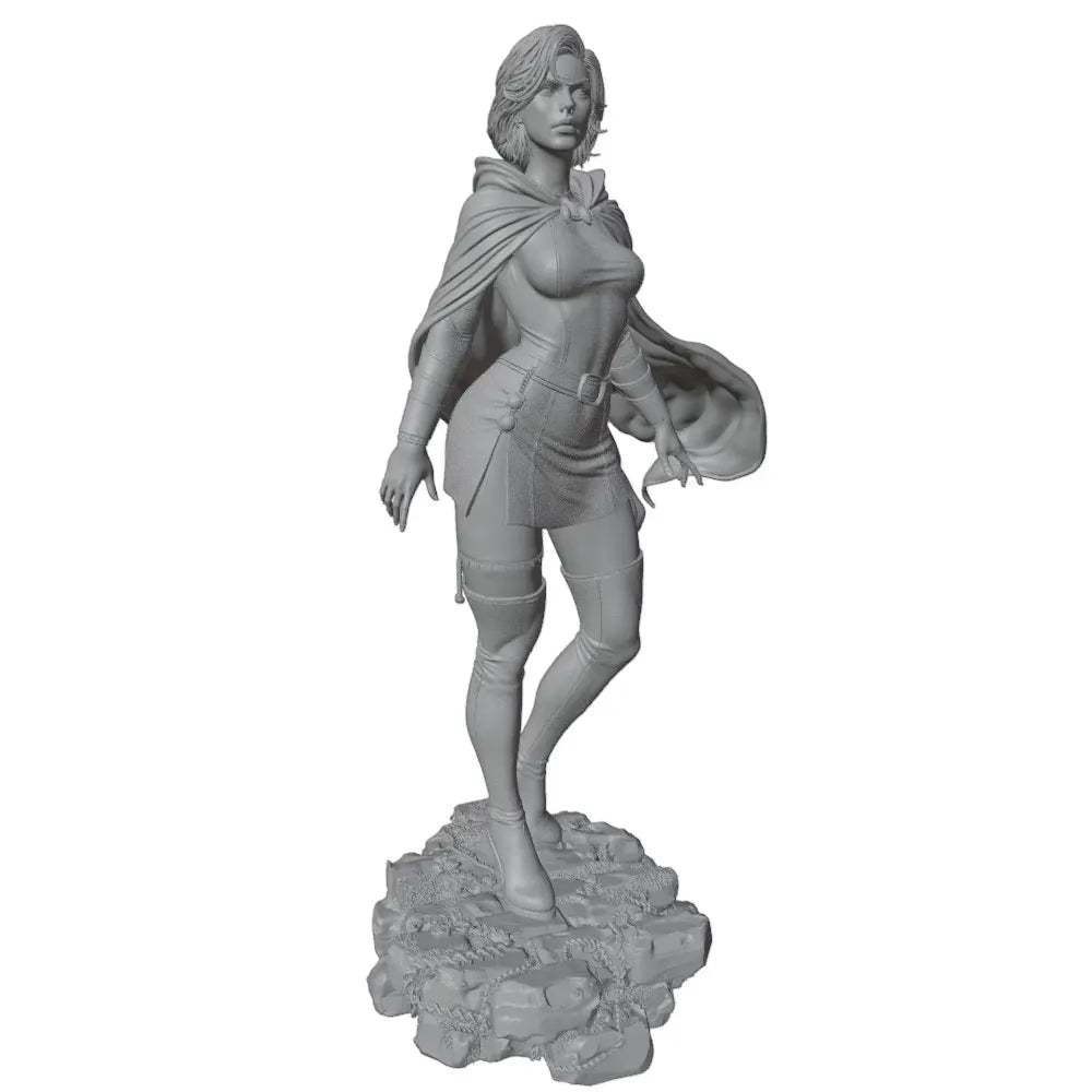 1/24 Standing Female Warrior with Flowing Cape, Resin Model Figure Kit, Fantasy Theme, Unassembled and Unpainted