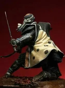 90mm Medieval Bearded Samurai with Ornate Armor and Sword, Resin Model Figure Kit, Unassembled and Unpainted