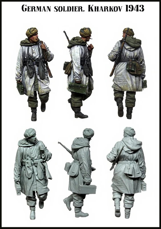 1/35 WWII German Infantry Kharkov 1943 Winter Greatcoats, 6 Figures, Resin Model Figure Kit, Unassembled and Unpainted