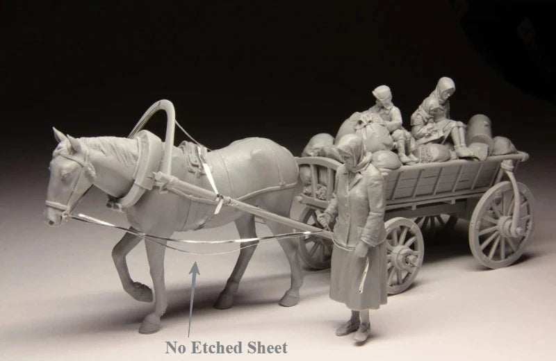 1/35 WWI Russian Refugees with Cart, 5 Figures, Resin Model Figure Kit, Unassembled and Unpainted