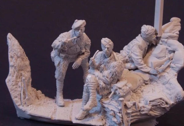 1/32 WWII Soldiers in Combat Tactical Scene, 6 Figures, Resin Model Diorama Kit, Unassembled and Unpainted