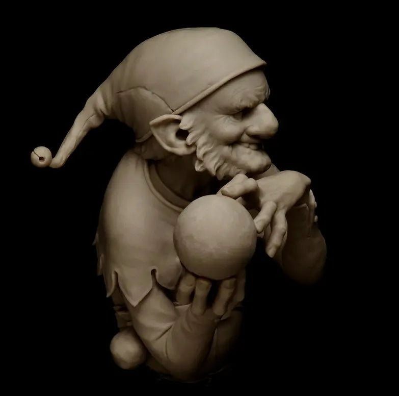 1/12 Bearded Dwarf with Turban Holding Sphere, Resin Model Bust Kit, Fantasy Theme, Unassembled and Unpainted