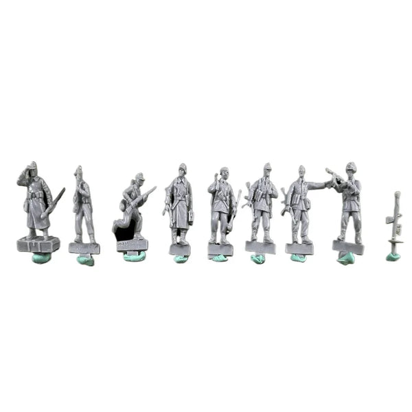 1/72 WWII German Infantry Squad with Rifles, 8 Figures, Resin Model Figure Kit, Military Theme, Unassembled and Unpainted