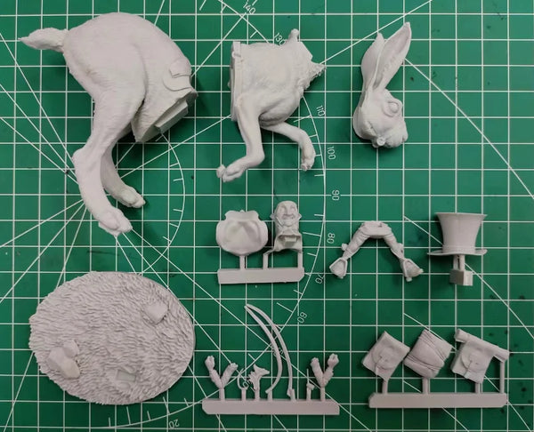 54mm Dwarf Postman with Hare, Resin Model Figure Kit, Fantasy Theme, Unassembled and Unpainted