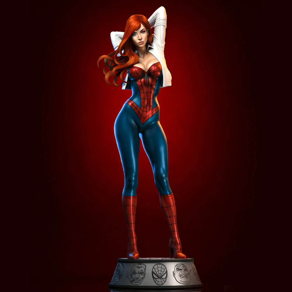1/24 Spider-Themed Female Pinup, Resin Model Figure Kit, Unassembled and Unpainted