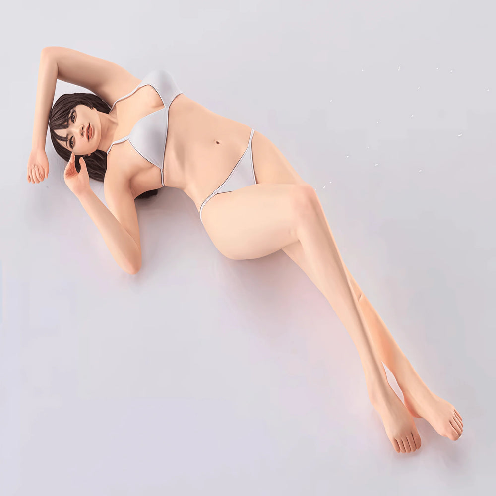 1/12 Woman Reclining on Striped Beach Lounger, Resin Model Figure Kit, Unassembled and Unpainted