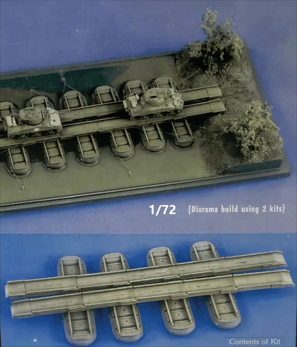 1/72 WWII Pontoon Floating Bridge, Resin Model Terrain Kit, Unpainted
