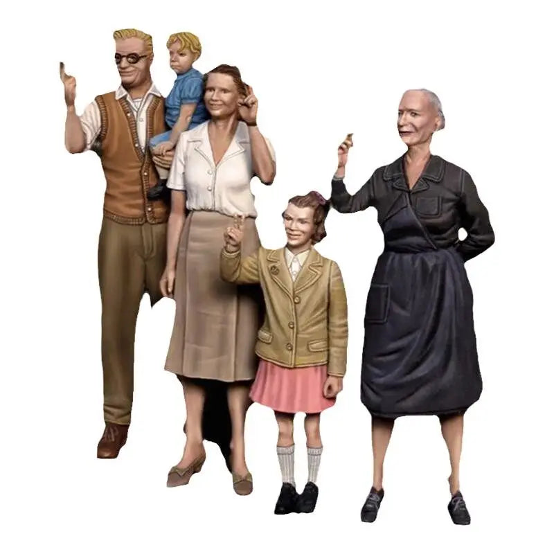 1/35 WWII 1940s Paris Civilian Family, 5 Figures, Resin Model Figure Kit, Unassembled and Unpainted