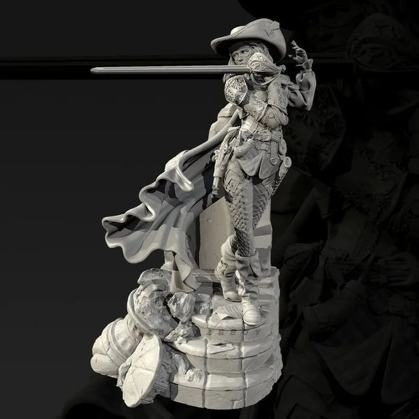 75mm Napoleonic Female Musketeer, Resin Model Figure Kit, Unassembled and Unpainted