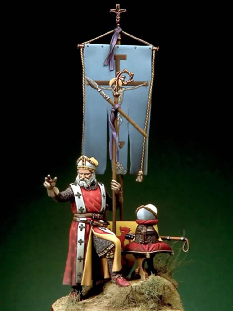 54mm Medieval Crusader Warrior, 2 Figures, Resin Model Diorama Kit, Unassembled and Unpainted