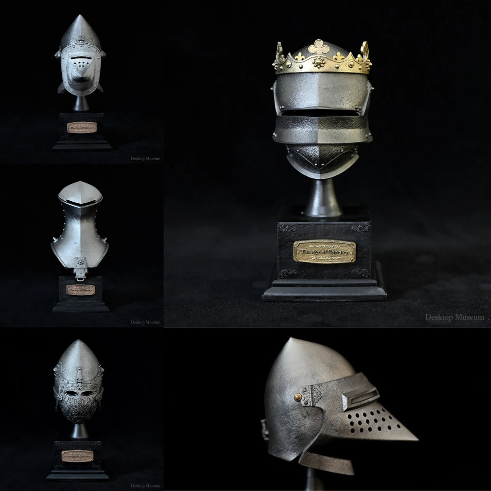135mm Medieval European Knight Helmets, 5 Figures, Resin Model Bust Kit, Unassembled and Unpainted