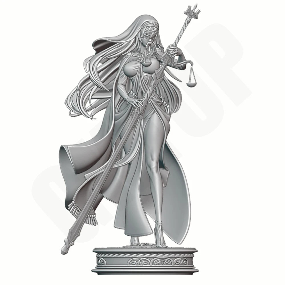 1/24 Priestess in Flowing Robes with Lantern Staff, Resin Model Figure Kit, Fantasy Theme, Unassembled and Unpainted