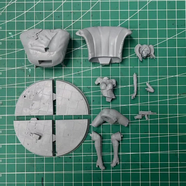 1/18 Female Gunner, Resin Model Figure Kit, Fantasy Theme, Unassembled and Unpainted