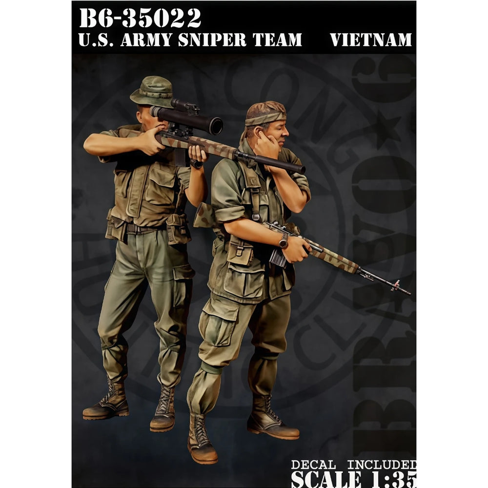 1/35 Vietnam War U.S. Army Sniper and Spotter Team, 2 Figures, Resin Model Figure Kit, Unassembled and Unpainted