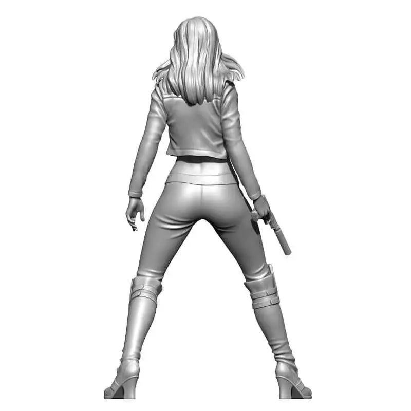 1/35 Female Operative with Long Hair and Pistol, Resin Model Figure Kit, Unassembled and Unpainted