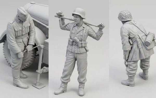 1/35 WWI British Infantry Entrenching with Shovel, 3 Figures, Resin Model Figure Kit, Unassembled and Unpainted