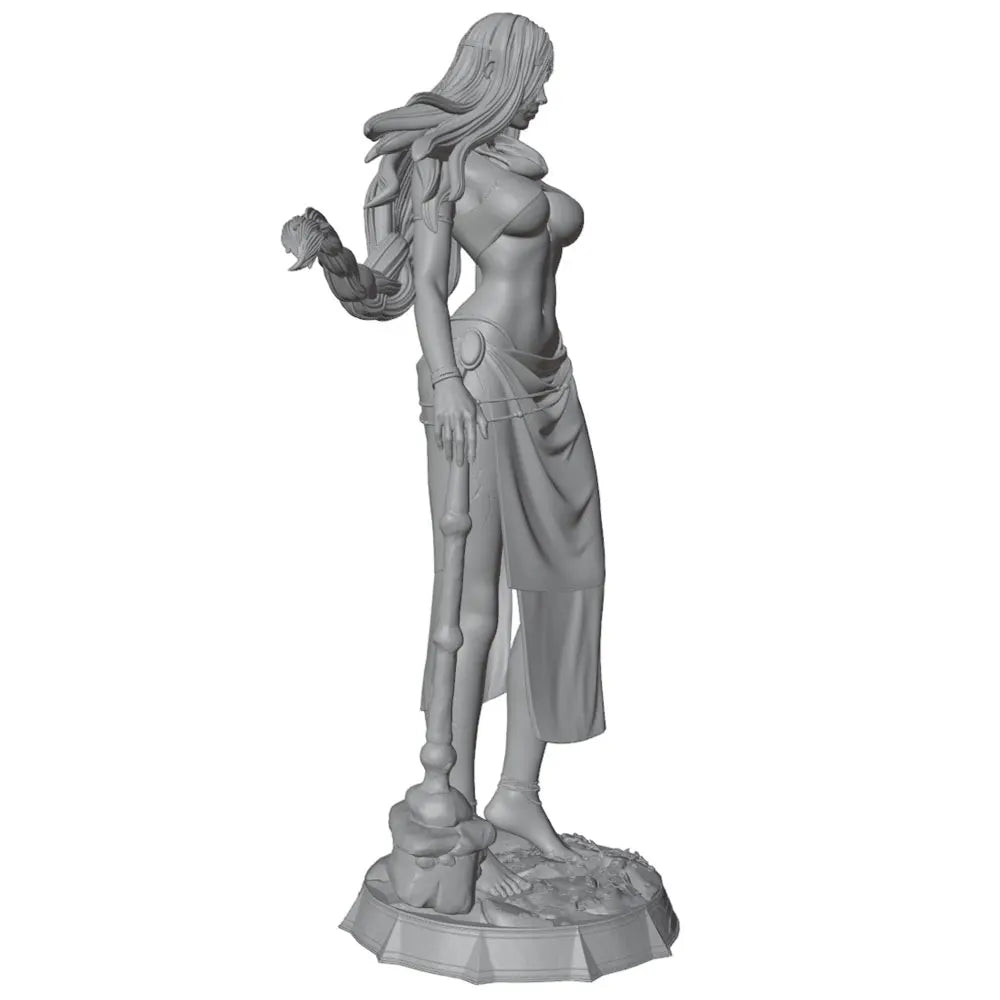 1/24 Sorceress with Gnarled Staff, Resin Model Figure Kit, Fantasy Theme, Unassembled and Unpainted