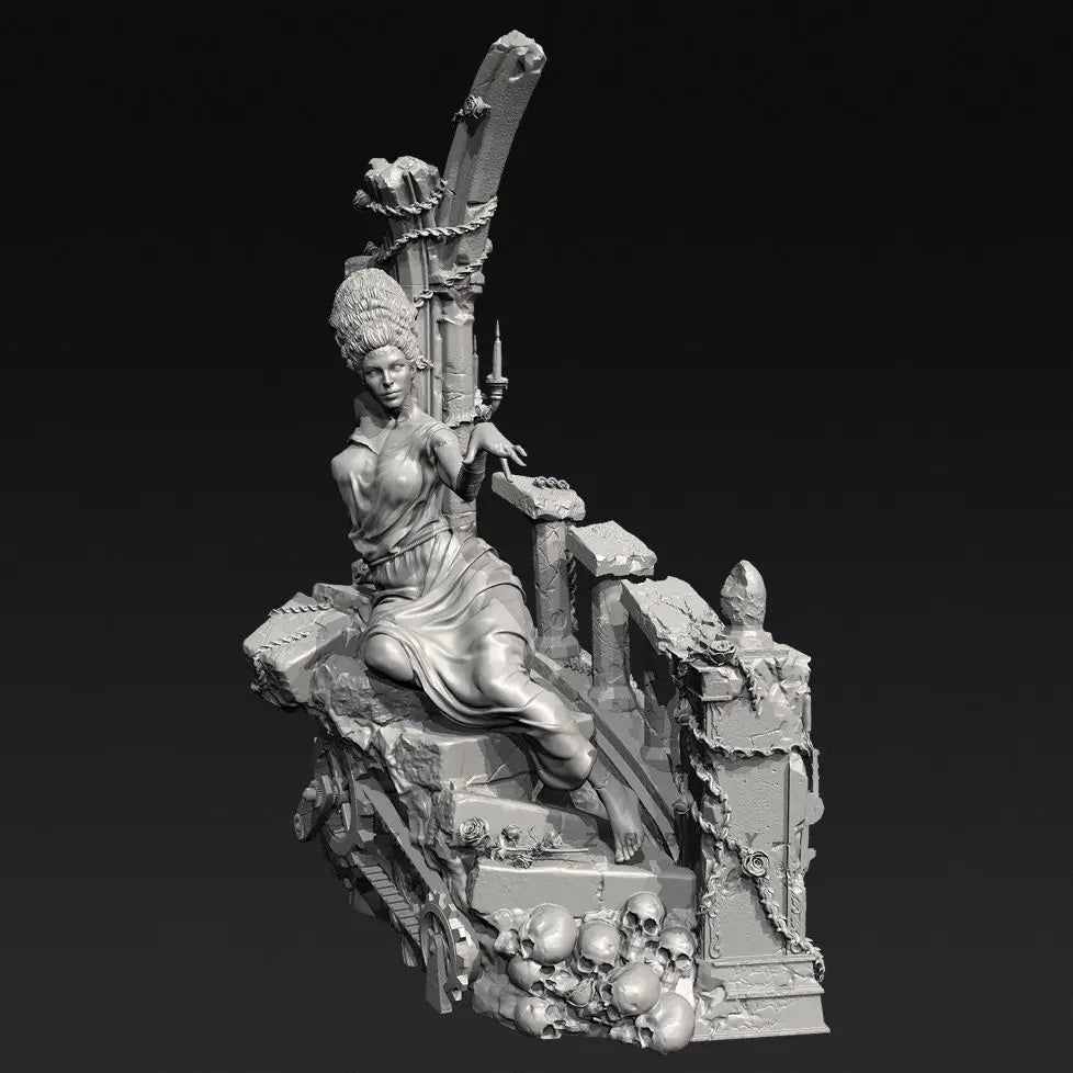 75mm Armored Female Warrior, Resin Model Figure Kit, Fantasy Theme, Unassembled and Unpainted