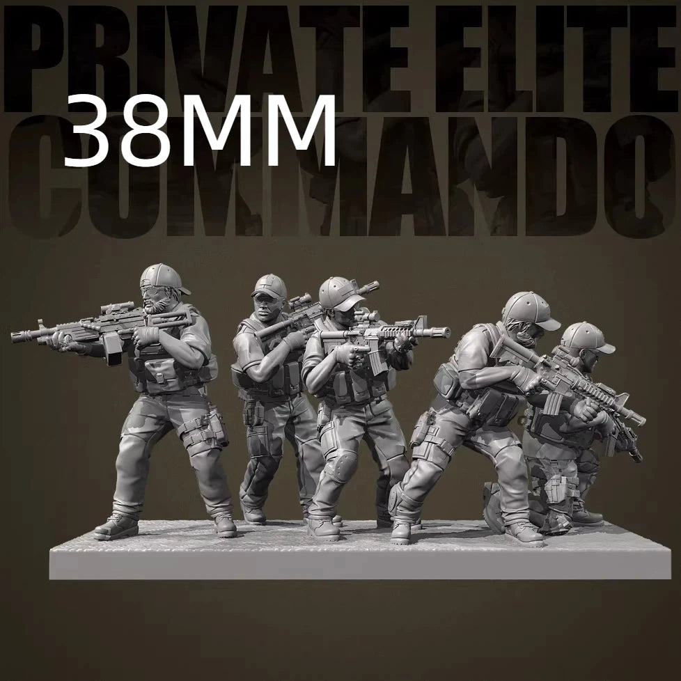 50mm Modern Special Forces Commandos, 5 Figures, Resin Model Figure Kit, Unassembled and Unpainted