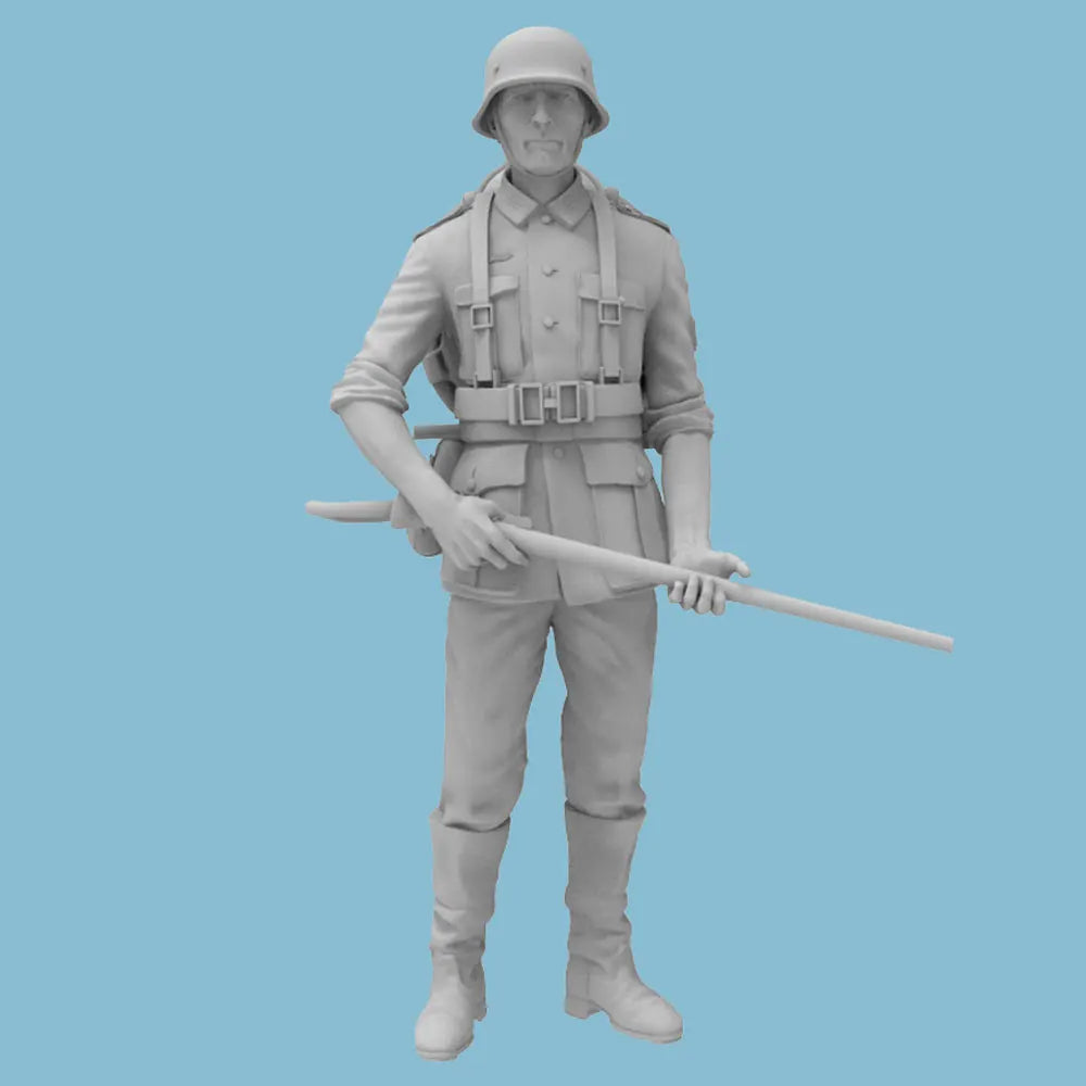 1/24 WWII British Infantryman with Gas Mask Canister, Resin Model Figure Kit, Unassembled and Unpainted